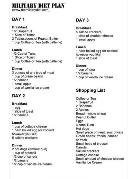 3 day military diet plan Army Diet Plan 10 Pounds, 3 Day Diet Military Substitutions, Alli Diet Meal Plan, Milatery Diet 3 Day, Milatry Diet Meals, Army Diet 3 Day, Milatery Diet, 3 Day Milatery Diet Plan, Contrave Diet Plan