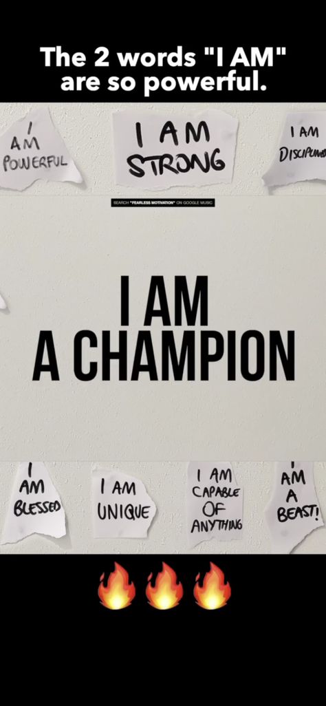 Whatever you say after I AM becomes your reality. I Am A Champion, Champ Quotes, Champion Quotes, Hard Times, Mood Board, Vision Board, How To Become, Quotes, Quick Saves