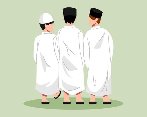 A group of Muslim boys are walking and talking back view. flat vector illustration. Character Group, Talking Back, Flat Vector Illustration, Flat Vector, Back View, A Group, Boy Groups, Vector Art, Vector Free