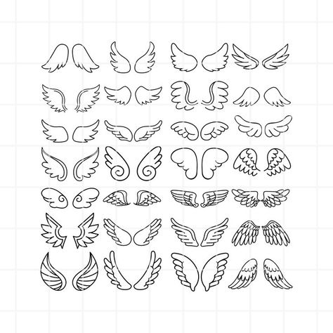 Angel Wings Clip Art, Draw Wings, Wings Clipart, Small Angel Wings, Angel Wings Drawing, Easy Butterfly, Stick N Poke, Wings Drawing, Angel Wings Tattoo