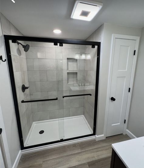 Dreamline Shower Door, Bypass Sliding Shower Doors, Dreamline Shower, Shower Door Designs, Bathtub Shower Combo, Rustic Bathroom Designs, Tub Doors, Bathroom Remodel Designs, Bathroom Remodel Shower