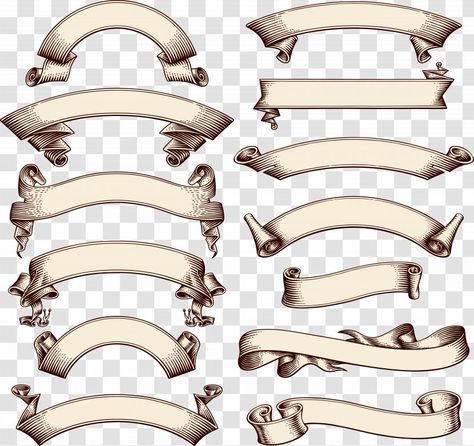 Vintage Banner Design, Banner Reference, Medieval Banner, Vintage Ribbon Banner, Grunge Png, Banners Design, Vintage Banner, Banner Drawing, Ribbon Png