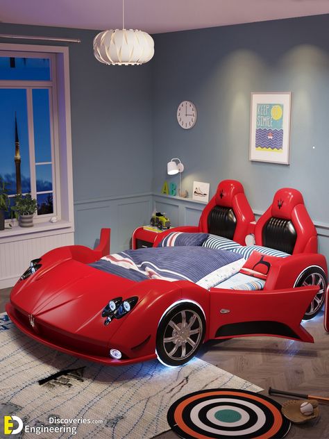 Car Beds For Adults, Race Car Bedroom, Toddler Car Bed, Kids Beds For Boys, Kids Car Bed, Race Car Bed, Cool Kids Bedrooms, Cars Room, Car Bedroom