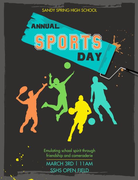 Sports Day Template, Poster For Sports Event, Sport Day Poster Design, School Sport Poster Ideas, Annual Sports Day Poster, Sports Event Flyer, Sports Meet Poster, Sports Day Poster School, Sports Fest Poster