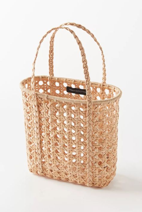 UO Cane Mini Woven Tote Bag | Urban Outfitters Crochet Clothes Easy, Cool Crochet Projects, Crochet Projects Easy, Cool Crochet, Stitches Crochet, Ethnic Bag, Easy Crochet Projects, Ankle Wrap Sandals, Nylon Tote Bags