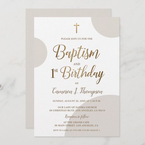 Earthtone Gold Baby Boy Baptism 1st Birthday Invitation Baptism Invites Boy, Baptism And Birthday Invitation, First Birthday And Baptism Ideas For Boy, Baptism And 1st Birthday Decorations, Baptism Birthday Party, 1st Birthday And Baptism Ideas Boy, Baptism Invitations For Boys, Baptism And Birthday Party Combined, Baptism Party Boy