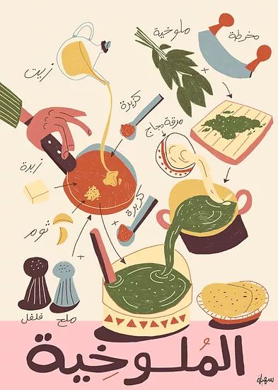 Prints | Cairopolitan Arabic Posters, Egyptian Poster, Arabic Poster, Cooking Poster, Food Illustration Design, Recipe Drawing, Graphisches Design, Food Graphic Design, Arabic Design