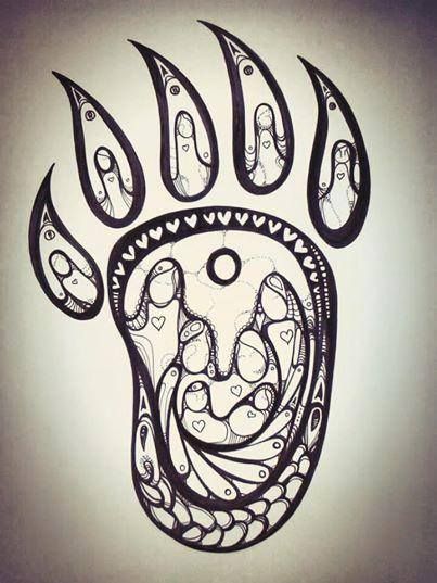 Bear Native American, Bear Paw Tattoos, Paw Tattoos, Native American Tattoo, Native Artwork, Bear Artwork, Pacific Northwest Art, Native American Paintings, Haida Art