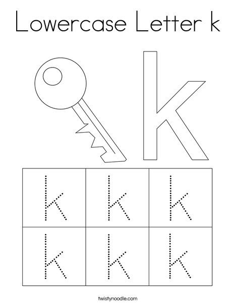 Lowercase Letter k Coloring Page - Twisty Noodle Letter K Tracing Worksheet, Letter K Coloring Page, Letter K Worksheet, Lower Case K, Montessori Worksheets, Letter K Crafts, Writing Practice For Kids, Preschool Alphabet Letters, Montessori Language