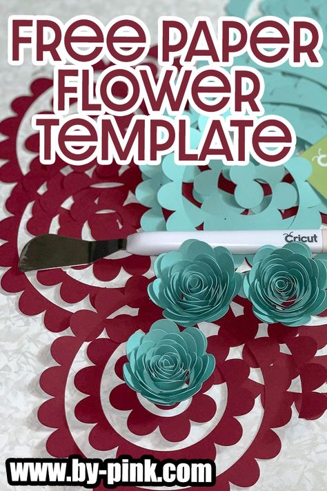 Flower Templates Printable Free, Free Paper Flower Templates, Paper Flower Templates, Paper Rose Template, Flower Templates Printable, Flower Svg Files, Rolled Paper Flowers, Projets Cricut, Paper Flower Crafts