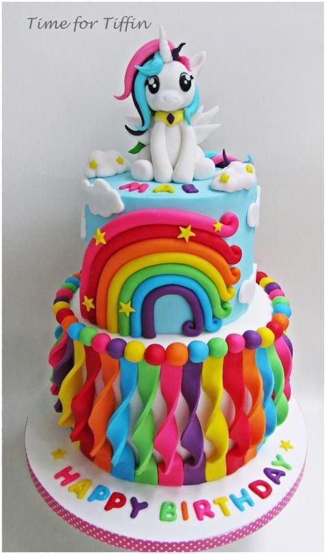 My Little Pony Rainbow Cake | My Little Pony Party Ideas Tort Special, Gökkuşaği Pasta, Cake Rainbow, Savory Cakes, My Little Pony Cake, Little Pony Cake, Dairy Free Cake, Pony Cake, Little Pony Birthday Party