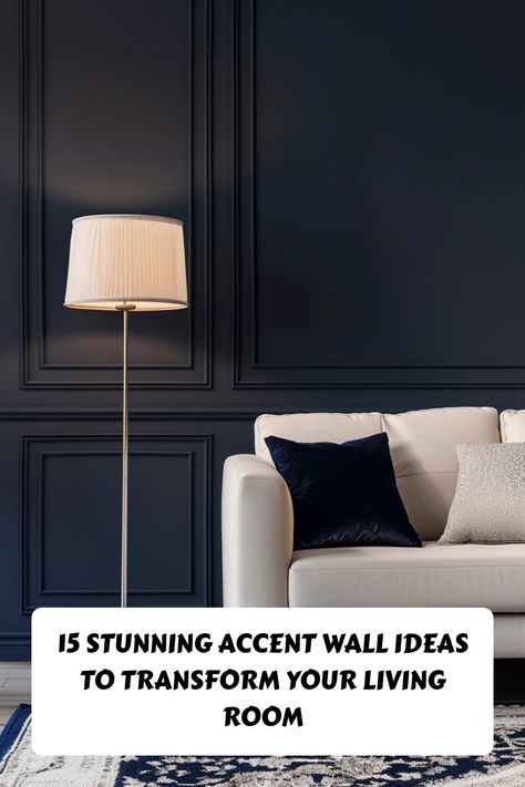 Elevate your living room design with these 15 breathtaking accent wall ideas! From bold patterns to elegant textures, discover creative ways to add style and personality to your space. Save these must-try designs for your next home makeover! Transitional Accent Wall Living Room, Modern Minimalist Accent Wall, Living Room Tv Accent Wall, Small Living Room Accent Wall Ideas, Modern Wainscoting Ideas Living Room, Behind Tv Accent Wall, Feature Walls Living Room, Dark Blue Feature Wall Living Room, Accent Wall For Tv