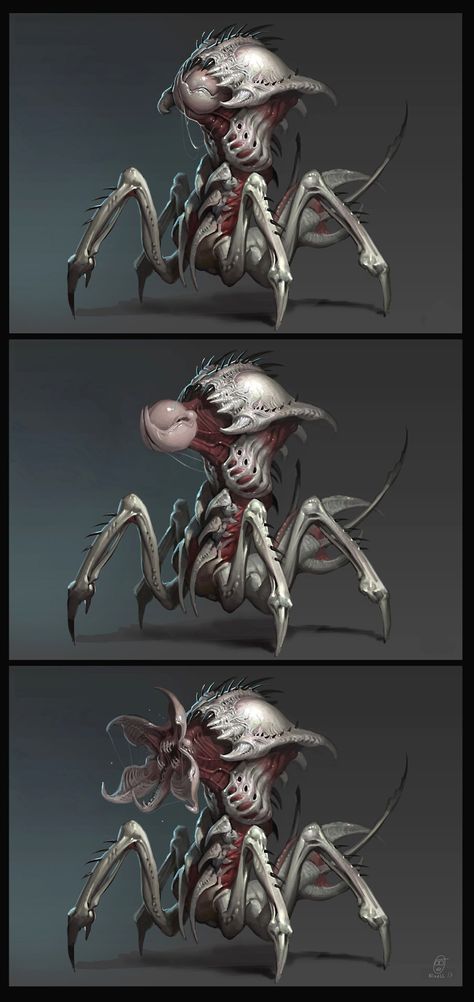 ArtStation - chimera, nixell . Split Jaw Monster, Monsters Design, Heroic Fantasy, Alien Concept, Alien Design, Alien Concept Art, Monster Concept Art, Alien Creatures, Fantasy Monster