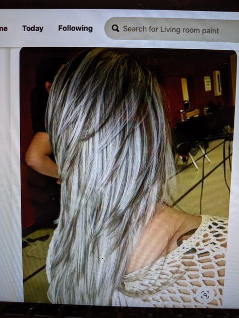 Silver Hair With Black Lowlights, Hair Color Style For Long Hair, Medium Brown Grey Hair, Grey Blending Highlight Lowlight, Chunky Icy Blonde Highlights, Blonde Hair With Cool Lowlights, Red To Gray Hair, Low Lights For Grey Hair Over 50, Low Lights For Gray Hair