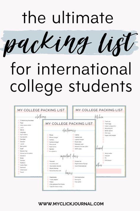 the best college packing list for out of state students and international students! University Checklist, What To Bring To College, College Printables, University Organization, College Packing List, Dorm Packing, Freshman Tips, College Packing Lists, College Checklist