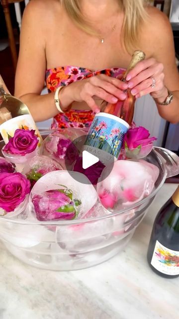 Mackenzie Biehl on Instagram: "DIY floral ice cubes for Mothers Day! So pretty and easy to make. 🌸🌸🌸 follow @mackenziebiehl for more inspo. 
Roses
Balloons
Ice bucket
Wine and champagne (@imagerywinery of course) Imagery winery is dedicated to crafting rare wines from uncommon varietals and character-rich vineyards. 🍷 treat mom to her favorite wines this year (the @imagerywinery Tempranillo is my fav hint hint) 

You don't need my fancy balloon opener, a second set of hands would work great too! #mackdoesflowers" Balloon Ice Cubes, Floral Ice Cubes, Floral Ice, Wine Ice Bucket, Instagram Diy, Ice Cubes, Ice Bucket, Ice Cube, So Pretty