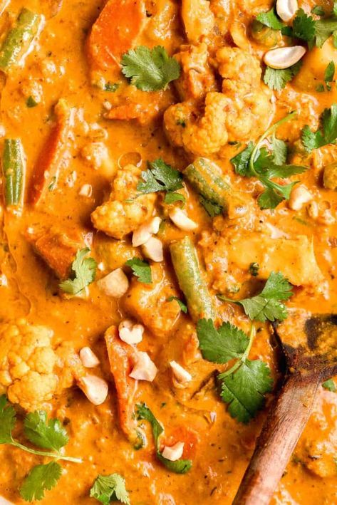 Vegetable Korma | Table for Two® by Julie Chiou Vegetable Korma Recipe, Vegetable Korma, Korma Recipe, Gravy Ingredients, Table For Two, Homemade Gravy, Vegetable Dish, Red Chili Powder, Vegetarian Dinner