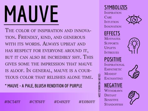 What Do Colors Mean, Colour Psychology, Color Healing, Color Symbolism, Purple Mauve, Colors And Emotions, Color Meanings, Color Magic, Color Psychology