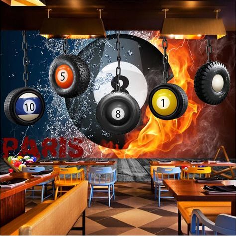 Retro Nostalgic Fitness Billiard Hanging Wheel Sport Background 3d Wallpaper Billiards Room Industrial Decor Mural Wall Paper 3d - Wallpapers - AliExpress Billiard Wallpaper, Bi Da, Billiards Room Decor, Sport Background, Billiards Room, Retro Fitness, Decor Mural, Paper 3d, Pool Art