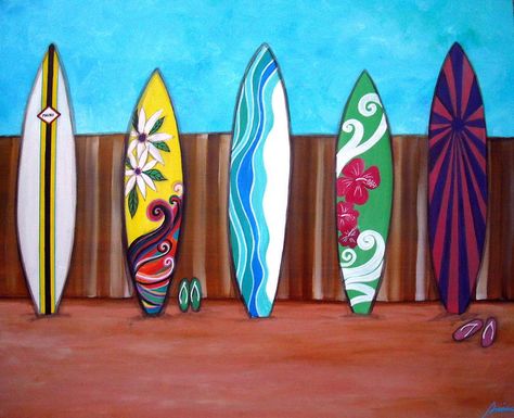 Mairi Surfboards by Pristine Cartera Turkus Hawaiian Painting, Surfboard Painting, Surf Painting, Surfboard Decor, Arte Folk, Surfboard Art, Fence Art, Burton Snowboards, Kitesurfing