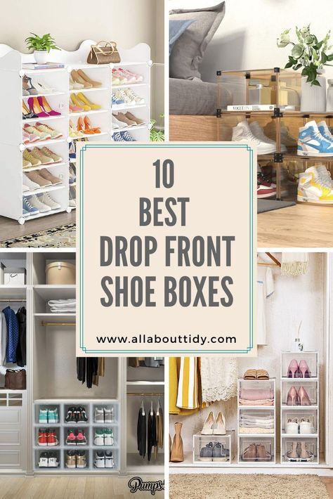 Best Drop Front Shoe Boxes Shoe Organization Boxes, Shoe Storage Box, Shoe Storage Boxes, Box Shelves For Shoes, How To Stick Shoe Boxes To The Wall, How To Hang Shoe Boxes On The Wall, Shoe Storage Boxese, Shoe Organizer Ikea, Black Shoe Containers