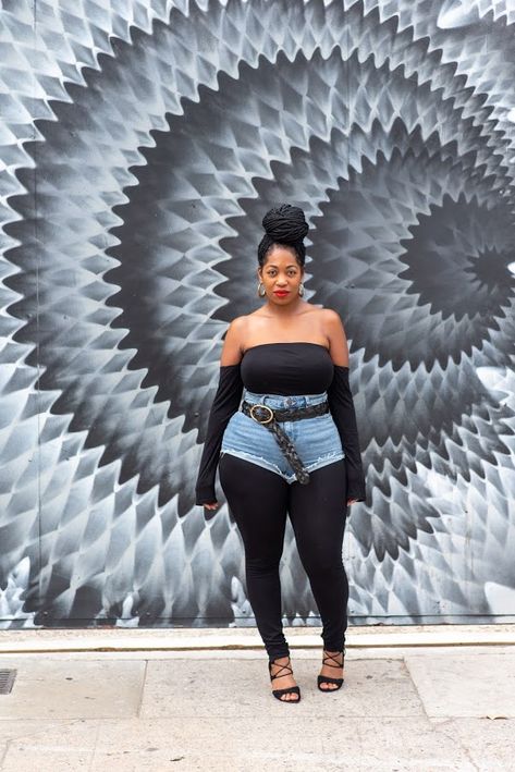 In My Joi: The Catsuit Revisited Plus Size Catsuit Outfit Ideas, Shorts With Stockings Outfits, Catsuit Outfit Ideas, Stocking Outfits Summer, Virgo Aesthetic, Catsuit Outfit, 2023 Lookbook, Black Catsuit, Afro Punk Fashion