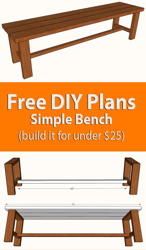 Wooden Bench Diy, Outdoor Bench Plans, Wood Bench Plans, Simple Bench, Diy Bank, Farmhouse Bench Diy, Diy Wood Bench, Simple Benches, Diy Bench Outdoor