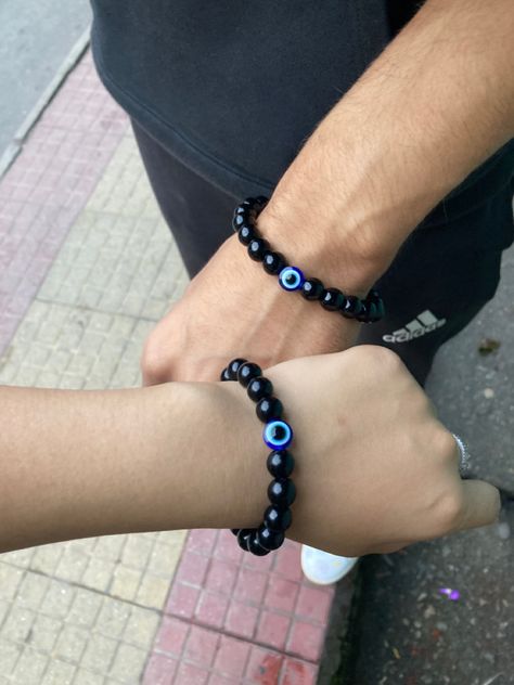 couple bracelets evil eye bracelets Evil Eye Bracelet Matching, Matching Bracelets Aesthetic, Couple Bracelets Aesthetic, Bracelet Snaps, Bracelet For Boyfriend, Matching Bracelets For Couples, Anniversary Gift Ideas For Him, Pink Charm Bracelet, Couples Hidden Face Pics