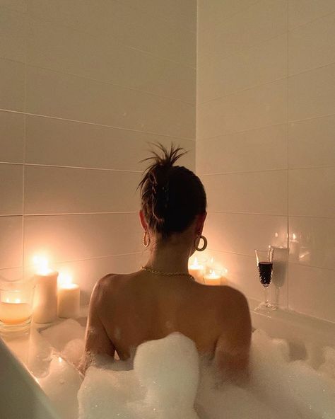 Emma Rose on Instagram: “can bubbles be considered an OOTD now? 🛁” A Woman, Bubbles, Bath, Candles