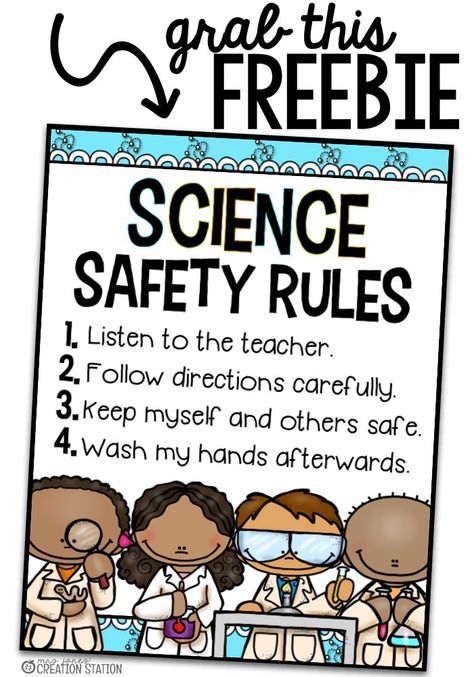 Science Safety Rules Freebie. Science Lab Safety Rules Elementary, Science Lab Rules, Science Safety Rules, Science Lab Safety, Lab Safety Rules, Science Safety, Science Room, Middle School Science Experiments, Rules Poster