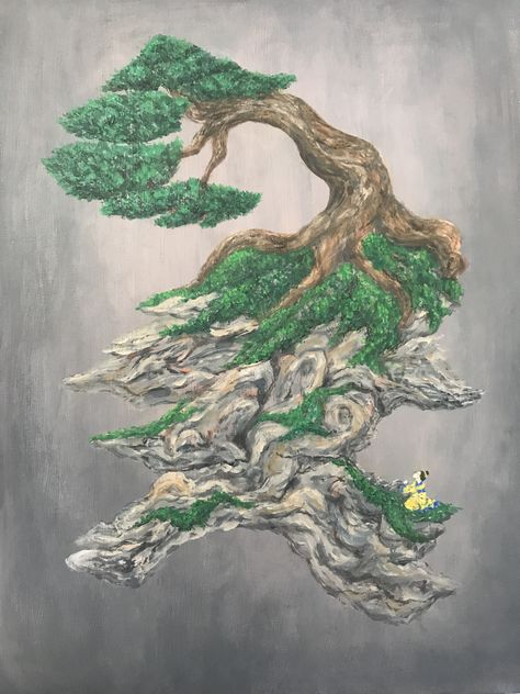 One of a series of paintings on bonsai based on actual bonsai. The acrylic painting is 24"x30" on canvas. The art of bonsai brings craftsmanship and nature together. Above it all, the bonsai tree brings peace to the women. The Chinese women is based on mud people used in bonsai. Canyon Painting, Series Of Paintings, Bonsai Tree, A Series, Character Art, Acrylic Painting, Paintings, Canvas, Art