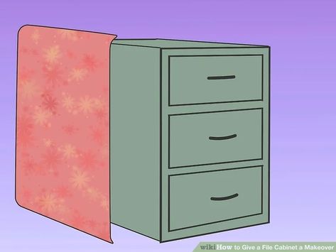 Cover A File Cabinet, Wallpaper File Cabinet, How To Paint A Metal Filing Cabinet, Contact Paper File Cabinet, Decorating File Cabinets, File Cabinet Redo, Painted File Cabinets, Stained Wood Cabinets, Nurse Ideas