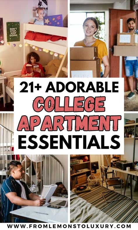 College Apartment Essentials College Apartment List, Apartment List Of Needs, College Apartment Essentials, Cute College Apartment, Apartment Kitchen Essentials, Apartment Packing List, College Apartment Checklist, College Kitchen Essentials, Apartment Essentials List