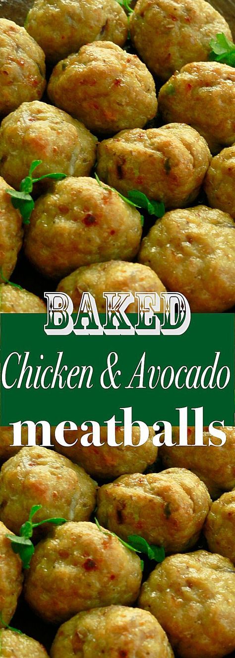 Soft and easy chicken meatballs as appetizers or main, served with barbecue / marinara sauce. Today it is meatball time! Not beef. Not pork. Not veal. Not turkey. Lean ground chicken. Healthy but can be a little dry. Not these babies. Mashed ripe avocado is mixed into the ground chicken for some healthy fat and … Baked Chicken Avocado Meatballs - Baked chicken avocado meatballs (ground chicken, avocado, egg, breadcrumbs, seasonings). #recipesforeveryone #foodpornshare #foodblog #recipecreation # Meatballs Chicken, Healthy Meatballs, Chicken And Avocado, Avocado Recipes Healthy, Baked Chicken Meatballs, Recipes Avocado, Avocado Recipe, Avocado Dessert, Stuffed Avocado Healthy