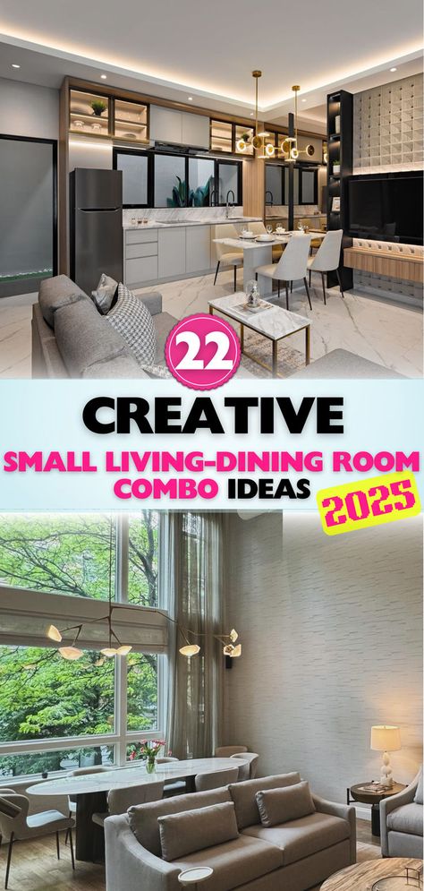 From cozy nooks to functional dining areas, explore practical design ideas to elevate your small living-dining room combination effortlessly. Living Room And Dining Room Combo Ideas, Small Dining And Living Room Combo, Small Living And Dining Room Layout, Small Dining And Living Room Combo Ideas, Small Living Dining Room Combo, Dining And Living Room Combo Ideas, Divided Living Room, Dining And Living Room Combo, Small Living Dining Room