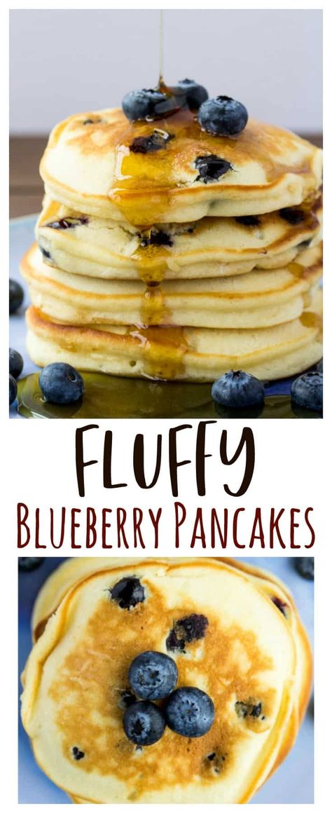 Vegan Blueberry Pancakes, Fluffy Blueberry Pancakes, Deserturi Raw Vegan, Homemade Honey Butter, Blueberry Pancakes Recipe, Blueberry Buckle, Vegan Blueberry, Alton Brown, Vegan Pancakes