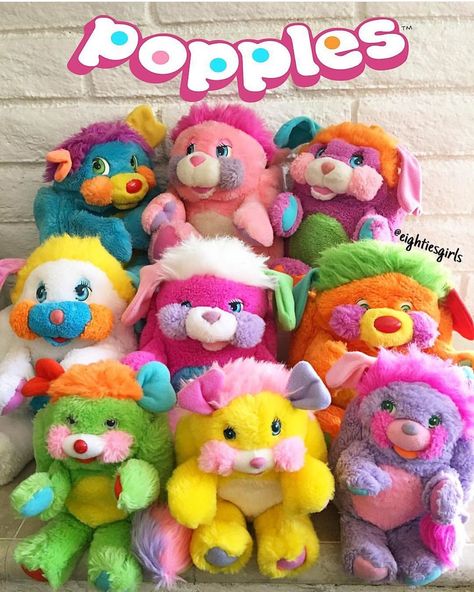 @eightiesgirls on Instagram: “The 9 original popples released in 1986! Did you own one? #80s #popples #popple #vintagetoys #mattel #1986 #toycollector #ilovethe80s…” Popples Toys 1980s, Pound Puppies 80s, Childhood Plushies, Tomagachi 90s Kids, Vintage Toys 80s, Keypers Toy 1980s, 80s Childhood, Childhood Memories 80s, 80’s Toys