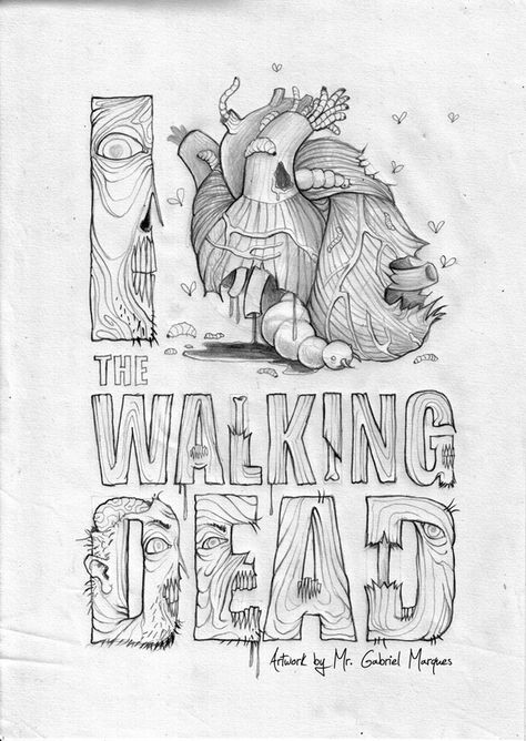 Twd Sketch, Walking Dead Drawings, The Walking Dead Movie, Endless Paper, The Walking Dead Poster, Walking Dead Art, Typography Served, Fear The Walking Dead, Art Plastique