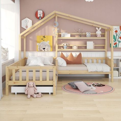 Letto King Size, Design Ložnic, Wooden Daybed, Cabin Bed, Bed Shelves, Kids Interior Room, Girl’s Room, House Beds, Bed With Drawers