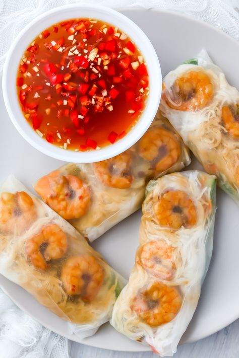 The BEST Fresh Shrimp Summer Rolls (+ 3 Dipping Sauces) Easy Summer Rolls, Sauce For Shrimp, Shrimp Summer Rolls, Fresh Shrimp, Shrimp Rolls, Shrimp Sauce, Dipping Sauces, Summer Rolls, Good Eat