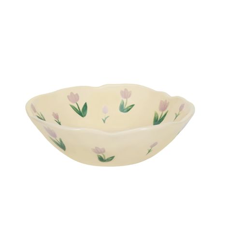 PRICES MAY VARY. Cute design: The bowl has a cute and minimalist style; with a creamy yellow glaze combined with a fresh cherry print to create a warm and pleasant atmosphere; At the same time; the bowl mouth has a special lace wave shape; which is very innovative High quality: The bowl is a ceramic product made of high-quality porcelain clay in a high-temperature environment; with a smooth and even glaze surface; making it comfortable to use Mutiple uses: The cute bowls wide and deep enough for Fruit Soup, Soup Rice, Kitchens Luxury, Purple Tulips, Fresh Cherries, Tulip Flower, Cream Yellow, Cherry Print, Porcelain Clay