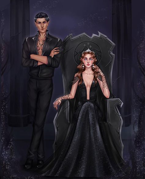 • Vinc • on Instagram: “Ryshand and Feyre in the Court of Nightmares Commission for pretty @wantedroyalty 💙💙💙 . . . . . . #acotar #acomaf…” Court Of Nightmares Dress, Ryshand And Feyre, Feyre Court Of Nightmares, Court Of Nightmares, Saga Acotar, Acotar Characters, Acotar Art, Charlie Bowater, Acotar Fanart