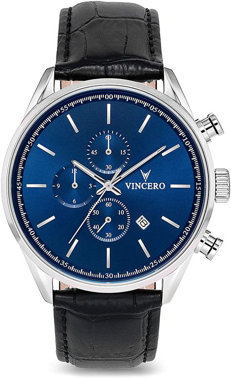 Amazon.com: Vincero Luxury Men's Chrono S Wrist Watch - Top Grain Italian Leather Watch Band - 43mm Chronograph Watch - Japanese Quartz Movement… (Blue/Brown): Vincero: Watches Vincero Watches, Mens Chronograph, Divers Watch, Leather Watch Band, Expensive Watches, Best Watches For Men, Vintage Watches For Men, Invicta Watches, Casual Watches