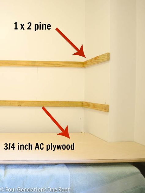 Have a space where shelves would be a huge help? Need to create more storage? See how we took our tiny deep laundry closet that had lots of wasted high space and added DIY floating shelves to create more storage. Think outside of the box and utilize the space above your washer and dryer. Dramatic before & after with full visual tutorial on how to create your own floating shelves and folding table. @4gens1roof Diy Laundry Room Shelves, Diy Floating Shelves, Laundry Shelves, Bathroom Closet Organization, Architecture Renovation, Room Storage Diy, Laundry Room Closet, Laundry Room Shelves, Bathroom Closet