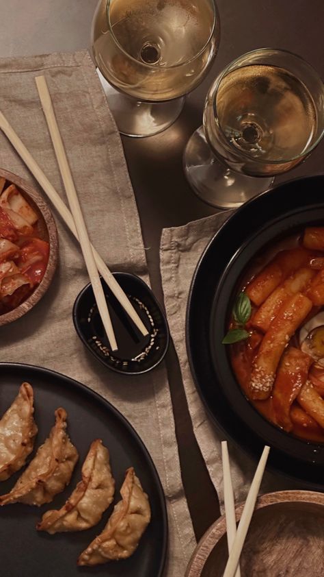 tteokkbokki | kimchi | dinner aesthetic Kimchi Stew Aesthetic, Korean Dinner Aesthetic, Kimchi Aesthetic, Insta Collage, Kimchi Bokkeumbap, Korean Dinner, Dinner Aesthetic, Korean Food, Kimchi