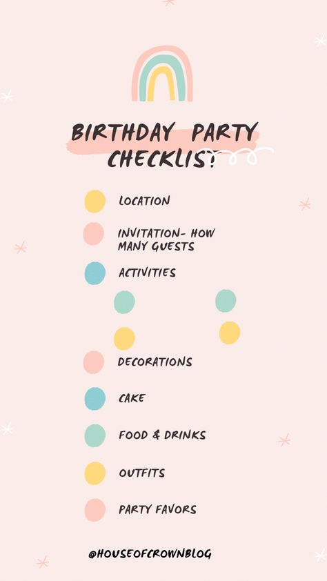 Perfect for kids & adult party planning Checklist Birthday Party, Birthday Checklist, Birthday Party Locations, Drinks Outfits, Birthday Party Checklist, Party Checklist, Tampa Fl, Day Party, Website Traffic