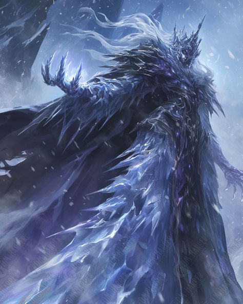 Auril, Lady Frostkiss (Icewind Dale: Rime of the Frostmaiden) Snow Monster Fantasy Art, Ice Creature, Beyond The Ice Wall, Rime Of The Frost Maiden, Frost Form, Rpg Boy, Fantasy Winter, Ice Monster, Icewind Dale