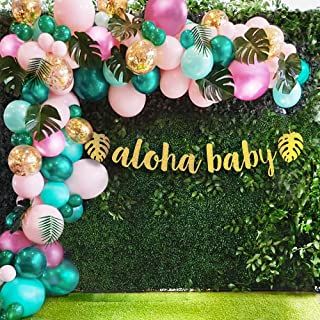 Tropisk Fest, Jungle Baby Shower Decorations, Hawaiian Baby Showers, Engagement Balloons, Luau Baby Showers, Tropical Birthday Party, Aloha Party, Ballon Party, Hawaiian Party Decorations