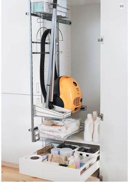 This is from IKEA - handy! I think I'd like one for ironing board/hoover etc :) Ikea Utrusta, Cleaning Cupboard, Modern Laundry Rooms, Kitchen Organisation, Laundry Closet, Ikea Storage, Custom Kitchens, Cleaning Closet, Laundry Room Storage