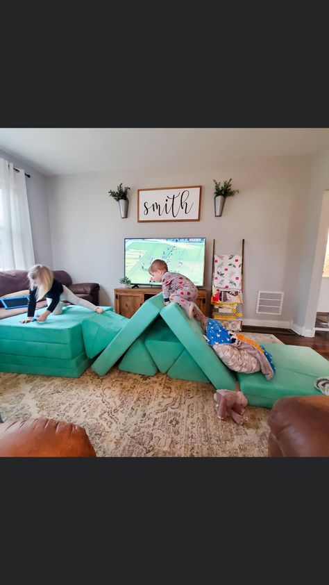 2nugget Couch Ideas, Nuggets Couch Ideas, Nugget Builds For Jumping, Foam Couch Builds, 2 Play Couch Builds, Double Nugget Couch Ideas, Nugget Couch Ideas One Year Old, 2 Nugget Couch Builds With Pikler, 2 Nugget Obstacle Course